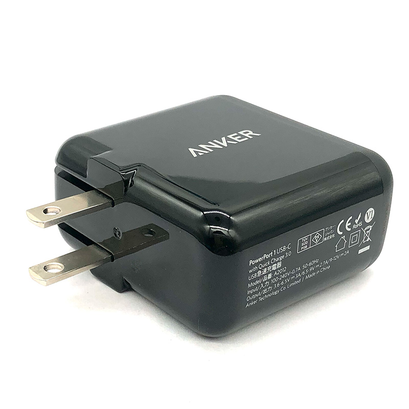 安科ANKER出口株式会社USB C急速充电器 可折叠A2012 PD快充头QC3.0充电器24W 旅行电源PowerPort 1 Type C Quick Charge 3.0 9～12V 2A
