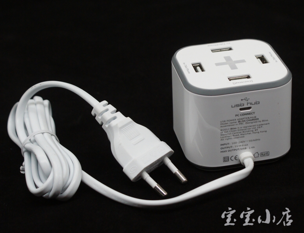 欧陆通bliss Charger Cube 4口充电立方体四口集线器(带电源)高速扩展Hub集线器一拖四充电器电脑BC1.2快充