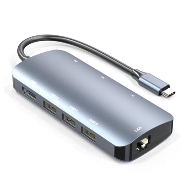 铝合金TypeC转HDMI4K高清USBC转换器HUB分线器适用华为苹果iPad扩展坞 RTL8153B USB C Hub Multiport Adapter, Laptop Docking Station